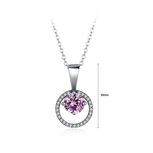 Classic 925 Sterling Silver Round Pendant with Austrian Element Crystal and Necklace