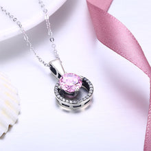 Load image into Gallery viewer, Classic 925 Sterling Silver Round Pendant with Austrian Element Crystal and Necklace