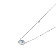 Load image into Gallery viewer, 925 Sterling Silver Star Moon Necklace with Blue Austrian Element Crystal