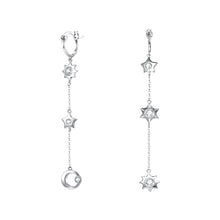 Load image into Gallery viewer, 925 Sterling Silver Star Earrings with White Austrian Element Crystal