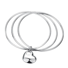 Load image into Gallery viewer, 925 Silver Plated Elegant Heart Bangle - Glamorousky