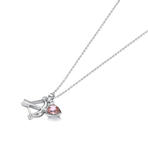925 Sterling Silver Sagittarius Pendant with Red Austrian Element Crystal and Necklace