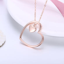 Load image into Gallery viewer, 925 Sterling Silver Plated Rose Gold Heart Necklace