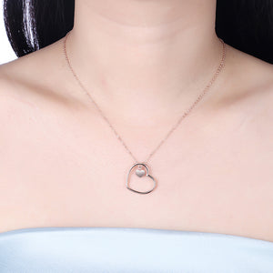 925 Sterling Silver Plated Rose Gold Heart Necklace