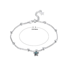 Load image into Gallery viewer, 925 Sterling Silver Star Anklet with Blue Austrian Element Crystal