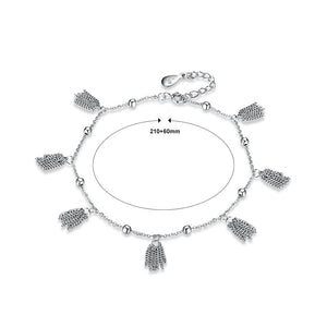 925 Sterling Silver Feather Anklet