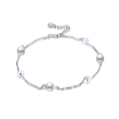 Simple 925 Sterling Silver Fashion Pearl Anklet
