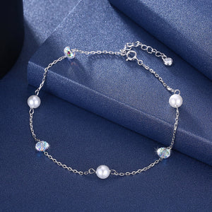 Simple 925 Sterling Silver Fashion Pearl Anklet