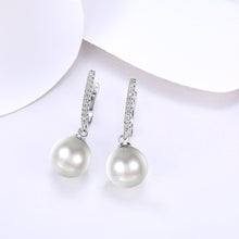 Load image into Gallery viewer, Elegant Fashion Pearl Earrings with White Austrian Element Crystal