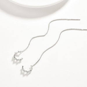 Simple 925 Sterling Silver Earrings with White Austrian Element Crystal