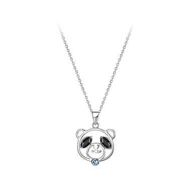 925 Sterling Silver Bear Pendant with Black Austrian Element Crystal and Necklace - Glamorousky
