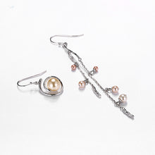 Load image into Gallery viewer, 925 Sterling Silver Pearls Asymmetric Earrings