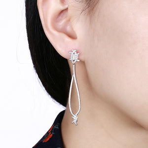925 Sterling Silver Earrings with White Austrian Element Crystal