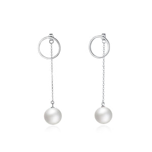 Elegant 925 Sterling Silver Fashion Pearl Earrings