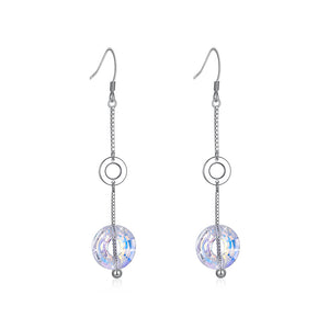 925 Sterling Silver Long Earrings with Austrian Element Crystal