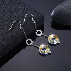 925 Sterling Silver Long Earrings with Austrian Element Crystal