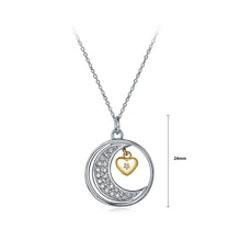 Load image into Gallery viewer, 925 Sterling Silver Moon Pendant with White Austrian Element Crystal and Necklace