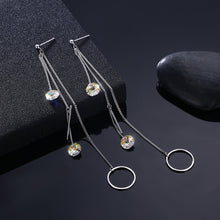 Load image into Gallery viewer, Simple 925 Sterling Silver Long Earrings with Austrian Element Crystal