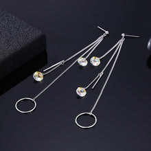 Load image into Gallery viewer, Simple 925 Sterling Silver Long Earrings with Austrian Element Crystal