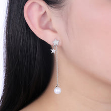 Load image into Gallery viewer, 925 Sterling Silver Star Moon Earrings with Austrian Element Crystals and Fashion Pearl