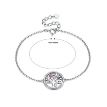 Load image into Gallery viewer, 925 Sterling Silver Tree Of Life Bracelet with Colored Austrian Element Crystals