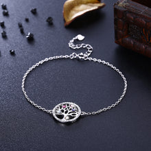 Load image into Gallery viewer, 925 Sterling Silver Tree Of Life Bracelet with Colored Austrian Element Crystals