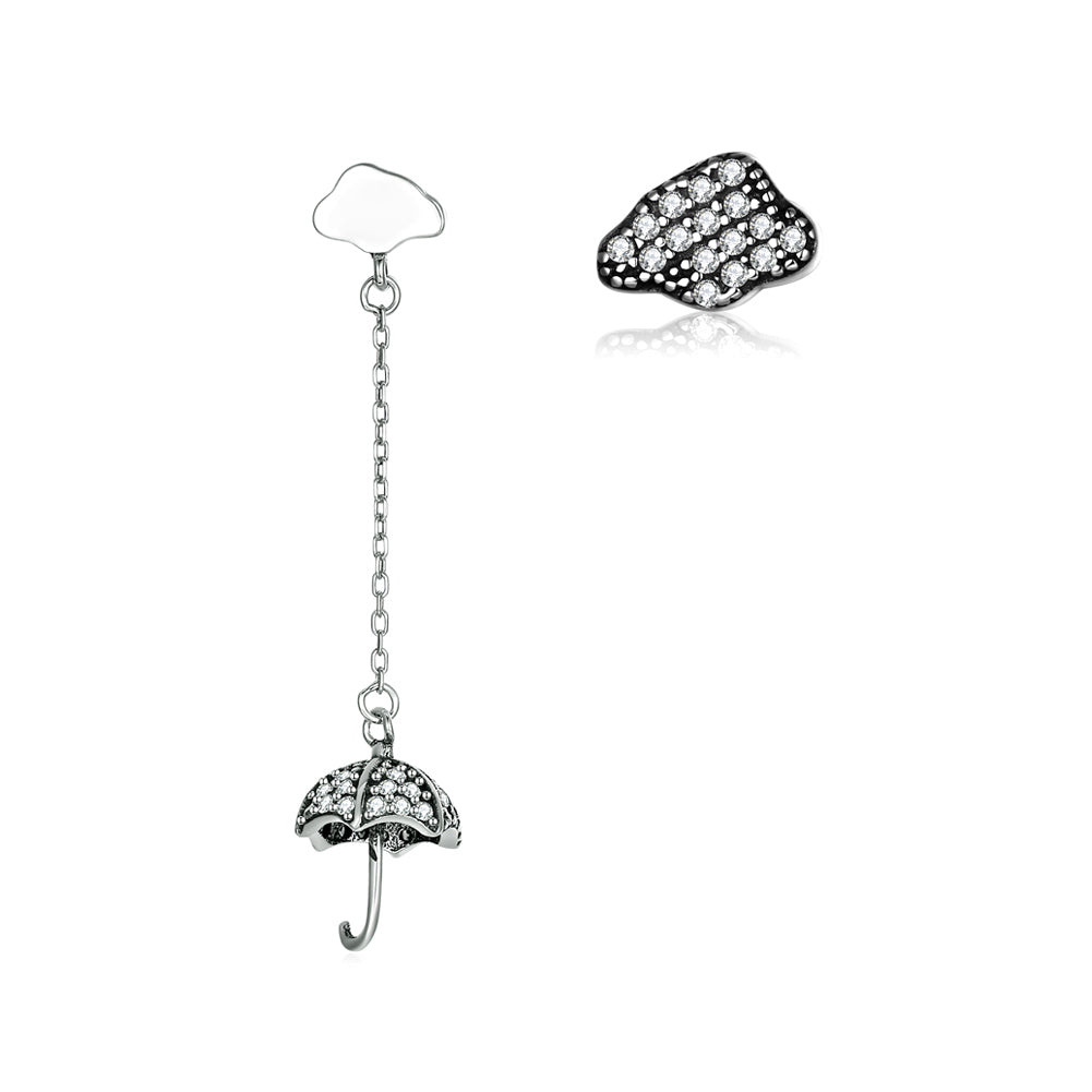 925 Sterling Silver Umbrella Cloud Earrings with Austrian Element Crystal