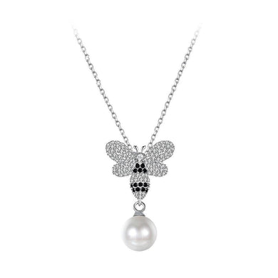 925 Sterling Silver Bee Pendant with Austrian Element Crystal and Necklace - Glamorousky