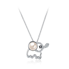 Load image into Gallery viewer, 925 Sterling Silver Elephant Pendant with Austrian Element Crystal and Pearl and Necklace