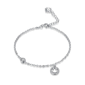 925 Sterling Silver Smiley Bracelet with Austrian Element Crystal