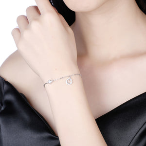 925 Sterling Silver Smiley Bracelet with Austrian Element Crystal