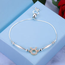 Load image into Gallery viewer, 925 Sterling Silver Taurus Bracelet with White Austrian Element Crystal