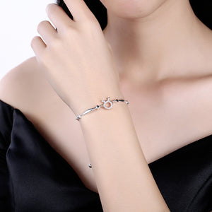925 Sterling Silver Taurus Bracelet with White Austrian Element Crystal