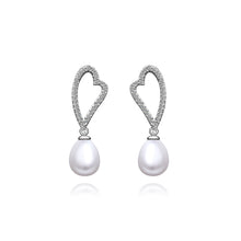 Load image into Gallery viewer, Elegant Heart-shaped Earrings with Austrian Element Crystals and Fashion Pearl
