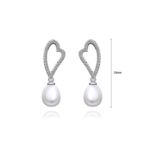 Elegant Heart-shaped Earrings with Austrian Element Crystals and Fashion Pearl