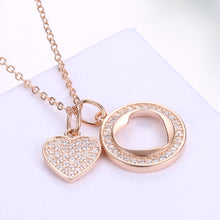 Load image into Gallery viewer, 925 Sterling Silver Rose Plated Gold Heart Pendant with Cubic Zircon and Necklace