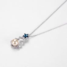 Load image into Gallery viewer, 925 Sterling Silver Christmas Tree Pendant with Blue Austrian Element Crystal and Fashion Pearl and Necklace