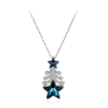 Load image into Gallery viewer, 925 Sterling Silver Christmas Tree Pendant with Blue Austrian Element Crystal and Necklace - Glamorousky