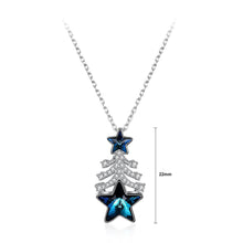 Load image into Gallery viewer, 925 Sterling Silver Christmas Tree Pendant with Blue Austrian Element Crystal and Necklace - Glamorousky