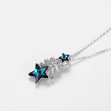 Load image into Gallery viewer, 925 Sterling Silver Christmas Tree Pendant with Blue Austrian Element Crystal and Necklace