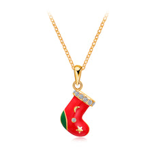 Load image into Gallery viewer, Christmas Socks Pendant with Austrian Element Crystal and Necklace