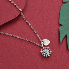 Load image into Gallery viewer, Fashion Snowflake Heart Pendant with Blue Austrian Element Crystal and Necklace