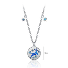 Load image into Gallery viewer, Christmas Elk Pendant with Blue Austrian Element Crystal and Necklace