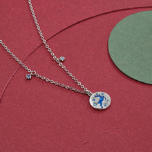 Load image into Gallery viewer, Christmas Elk Pendant with Blue Austrian Element Crystal and Necklace