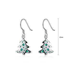 Simple Green Christmas Tree Earrings