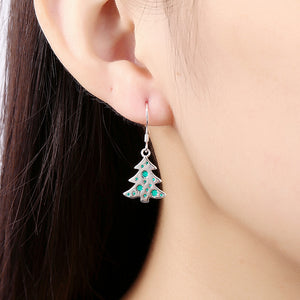 Simple Green Christmas Tree Earrings
