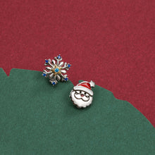 Load image into Gallery viewer, Santa Snowflake Stud Earrings with Blue Austrian Element Crystal