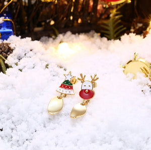 Fashion Christmas Tree and Elk Asymmetric Earrings