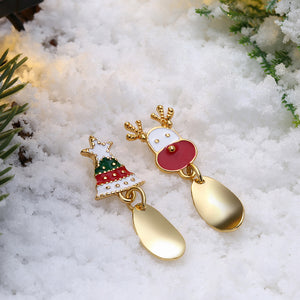 Fashion Christmas Tree and Elk Asymmetric Earrings