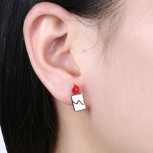 Load image into Gallery viewer, Christmas Tree and Candle Asymmetric Earrings